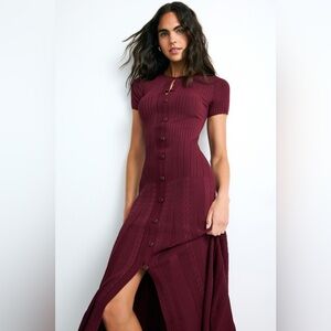 Sandro Milla Knit Midi Dress in Bordeaux size 36